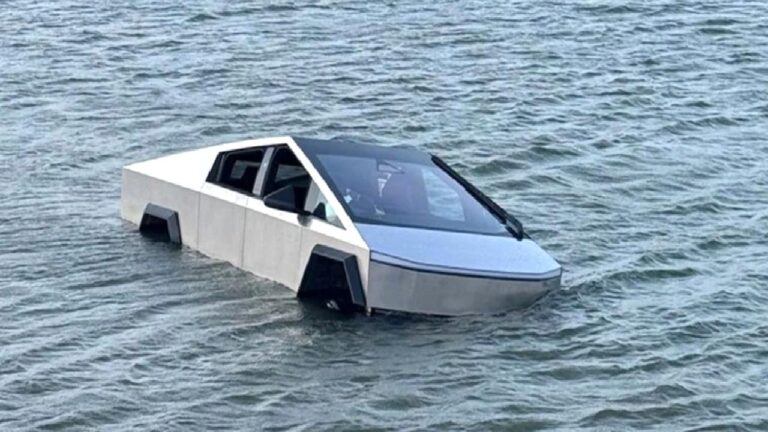 Tesla Cybertruck göle girdi, sürücü hapsi boyladı