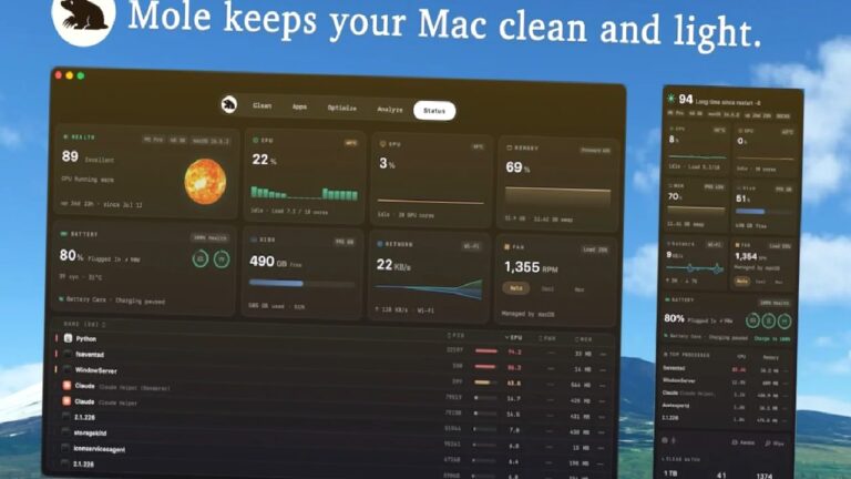 macOS için Hepsi Bir Arada Temizlik ve Sistem Aracı: Mole